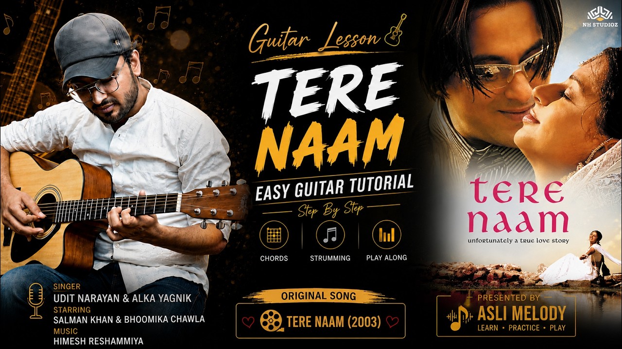 Tere Naam | Udit Narayan, Alka Yagnik | Guitar Lesson for Beginners | Guitar Chords Tutorial — Rhythm Music Academy