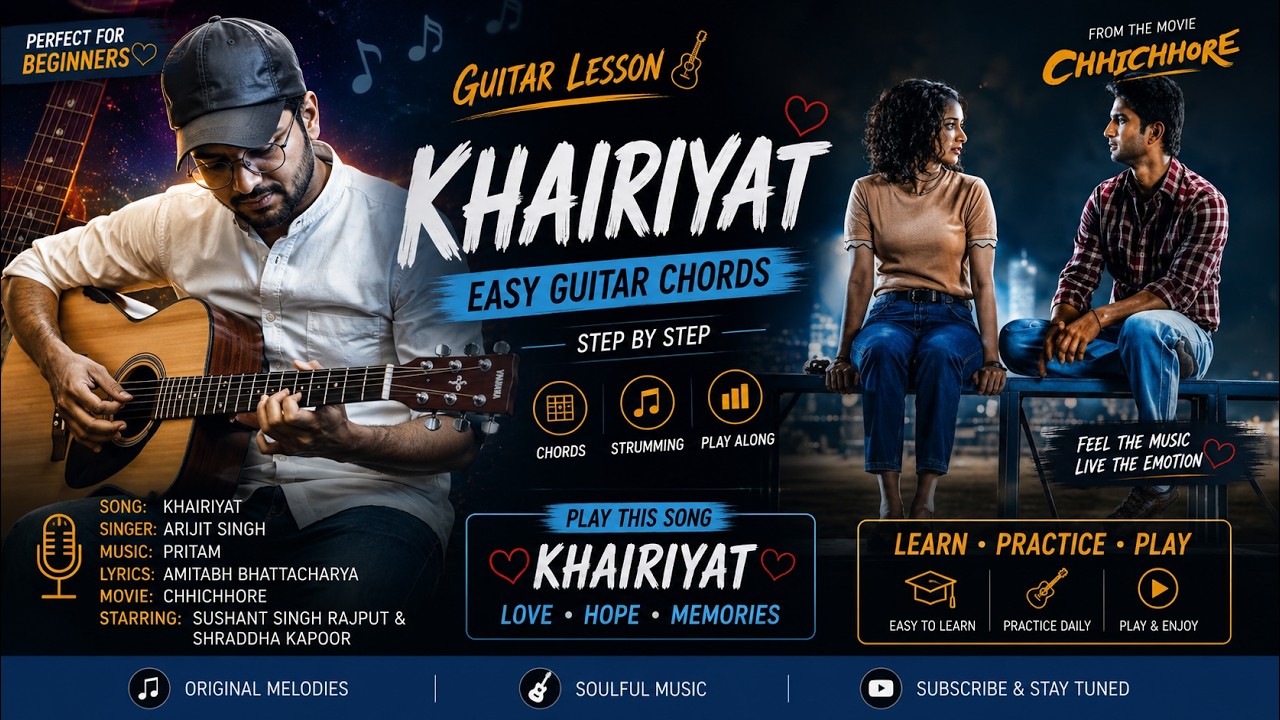 Khairiyat - Chhichhore | on Guitar | Arijit Singh | Guitar Lesson for Beginners | Guitar Tutorial — Rhythm Music Academy
