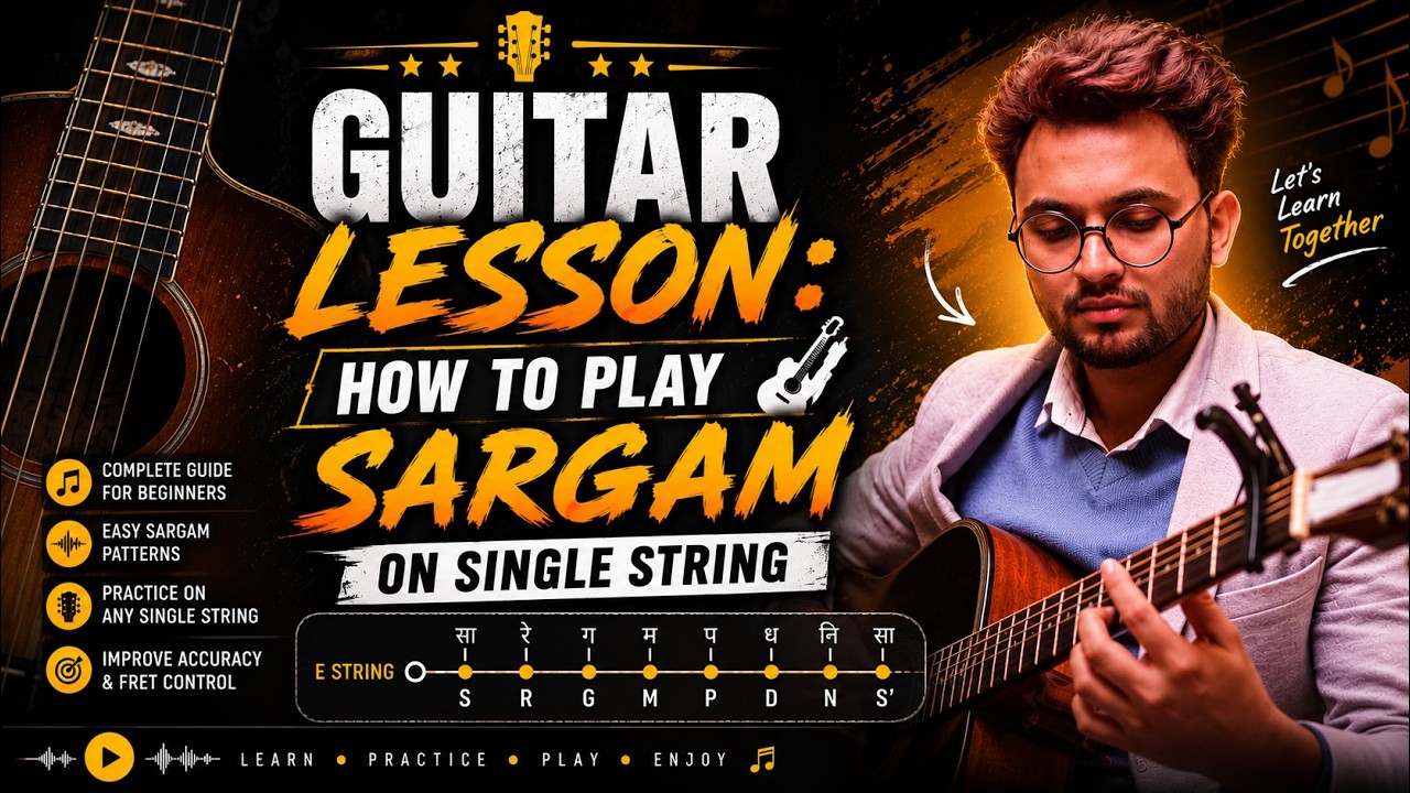 sa re ga ma pa dha on single string | Guitar Lesson for Beginners | Asli Melody — Rhythm Music Academy